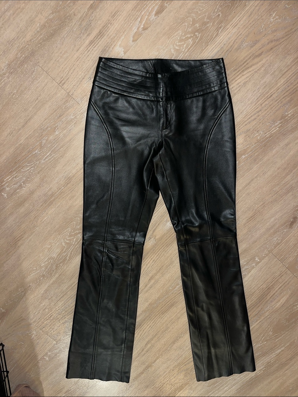 Black Leather Flared Pants